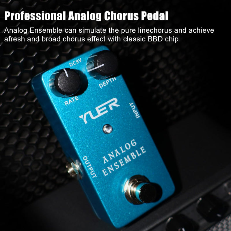 Chorus Pedal, Analog Chorus Guitar Effect Pedal for Electric Guitar with Classic BBD Chip Footswitch Cap, Aluminum Case - True Bypass RS-07