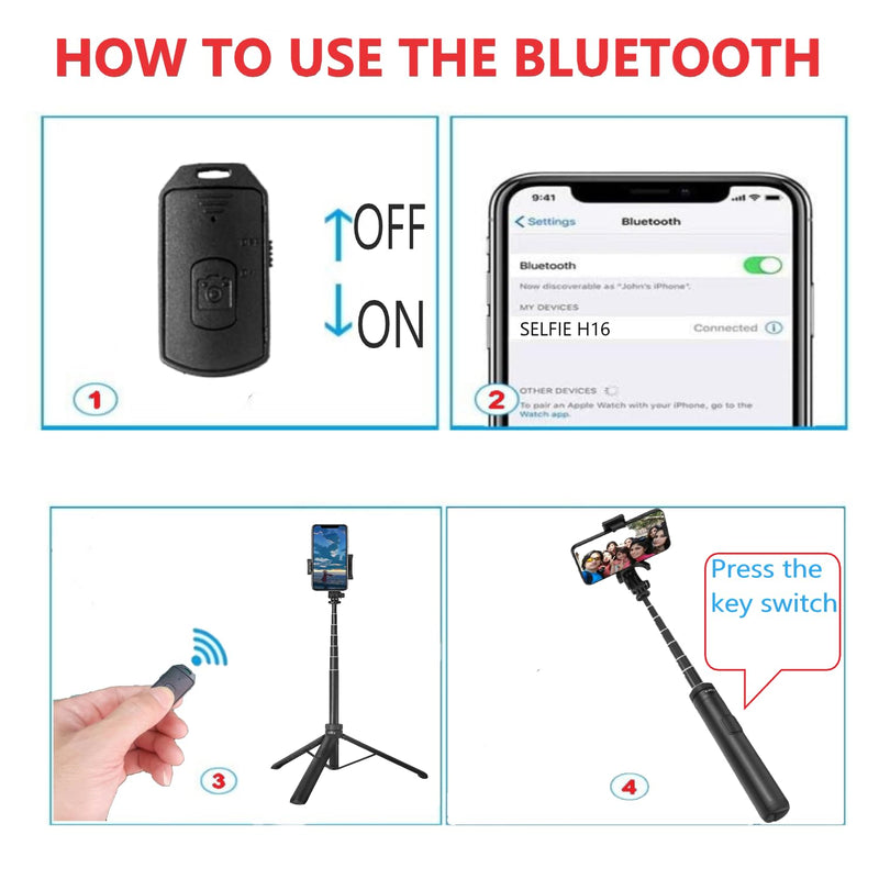 66" Selfie Stick Tripod for Cell Phone & Camera, All in 1 Expandable Phone Tripod with Remote Control and Rotate Phone Holder, Portable Tripod for iPhone/Goproo and Cameras.(black) black