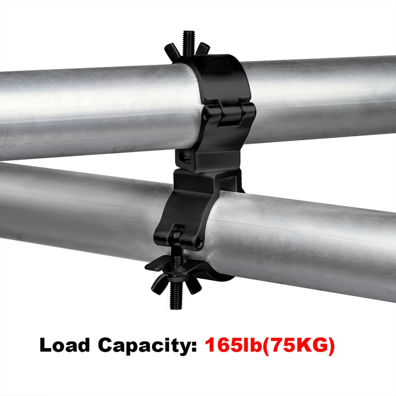4-Pack 1-1/2" Black Truss Swivel Coupler, Aluminum Dual Swivel Clamp fits O.D. 38.1mm Tubing for Stage Lighting and Equipment,Max Load 75KG
