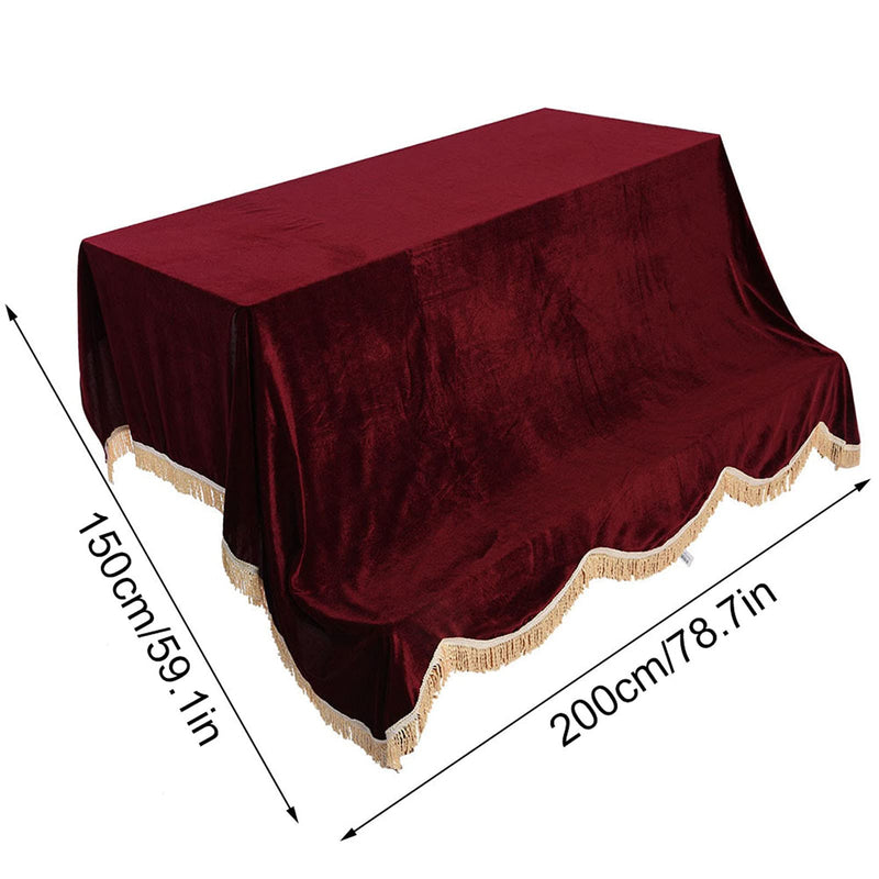 Oumefar 200 x 150cm Piano Cover, Upright Piano Covers with Tassels Edge, Protective Cover Pleuche Cloth Accessory (Red) Red