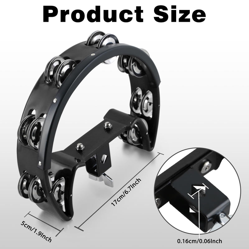 [AUSTRALIA] - EASTROCK Drum Set Tambourine with Mounting Eye Bolt,Tambourine for Drum Set,Hi Hat Tambourine Drum Set (Single row of jingles, Black) Single-Black 