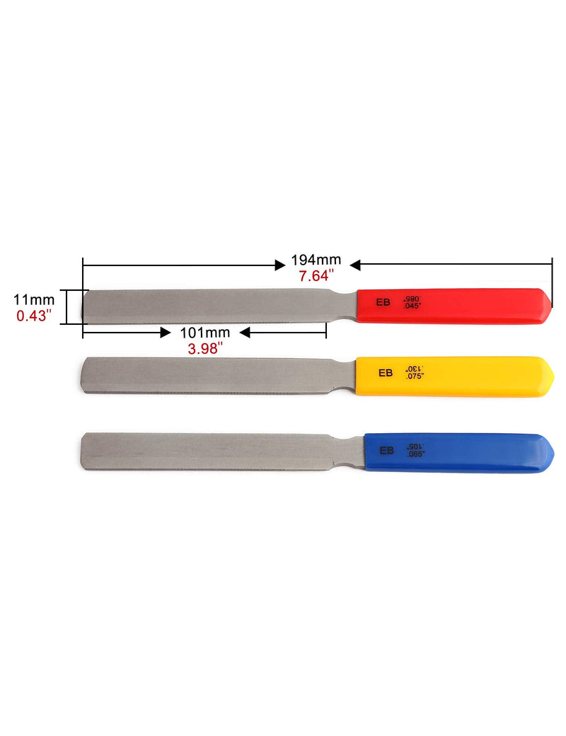 Holmer Bass Guitar Nut Files Double Edge Nut Slotting Files Set Fret Crowning Files Luthier Tools for P Bass Jazz Bass Guitar Set of 3Pcs.