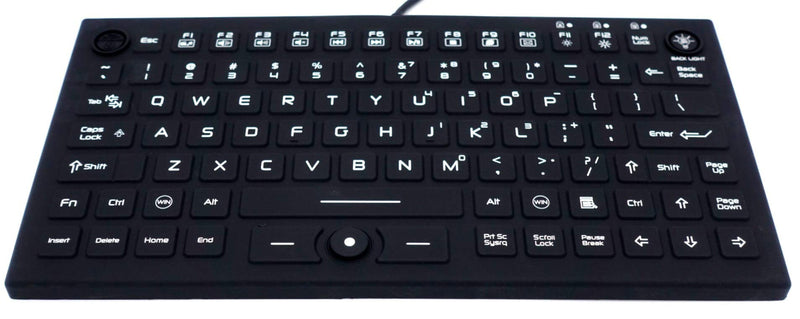 DSI Compact LED Backlit Keyboard with Integrated Mouse Button IP68 Waterproof Silicone IKB850BL