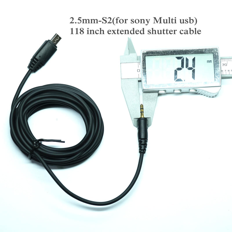 2.5mm-S2 300cm/ 118-inch Extension Cable Shutter Release Connection Cable (Multi USB) for Sony Cameras to Connect The Shutter Remote Control Wireless Timer (2.5mm-S2 118in/3m) 2.5mm-S2 118in/3m