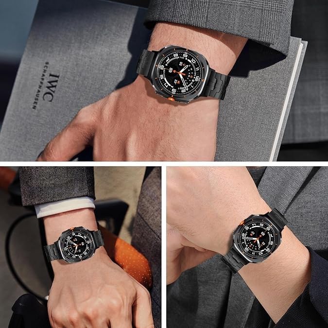 Compatible with 2024 Samsung Galaxy Watch 7 Ultra Band 47mm, Robust Men Stainless Steel Replacement Link Metal Bracelet