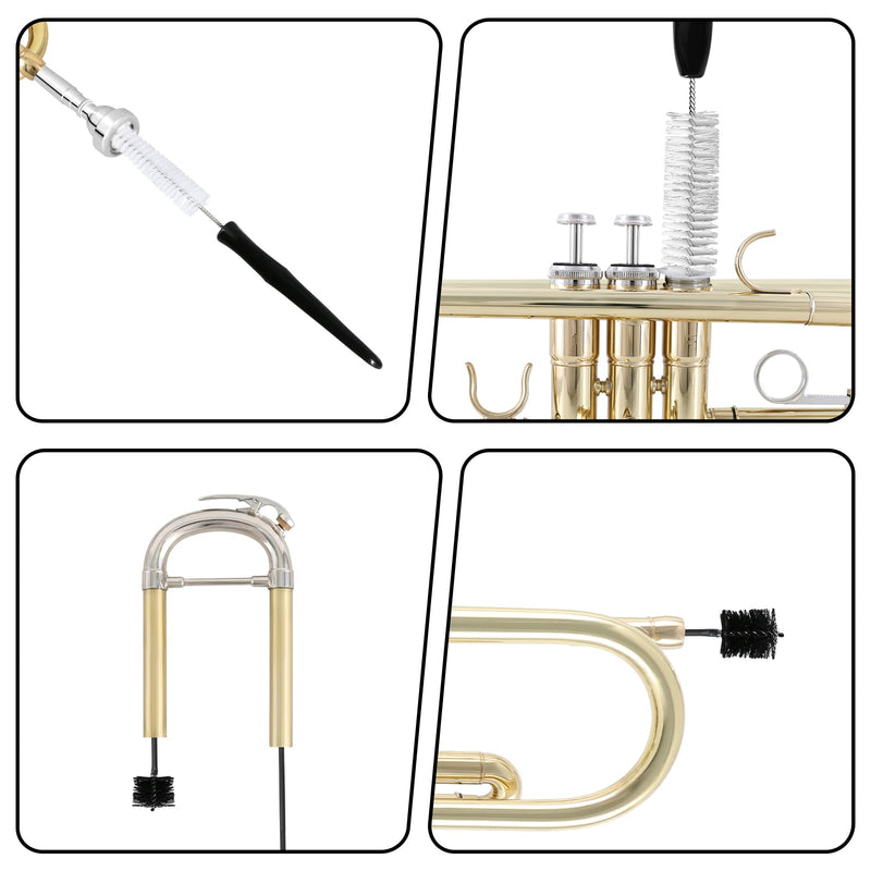 EASTROCK Trumpet Cleaning Kit,Trumpet Care Kit 6PCS,Valve Oil, Slide Grease,Cleaning Cloth,Valve Brush,Mouthpiece Brush and Flexible Snake Brush