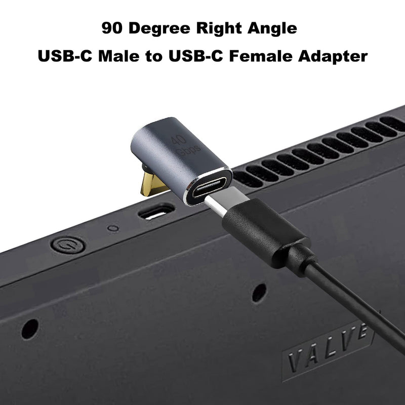 AreMe 90 Degree USB-C Male to Female Adapter, 2 Pack Right Angle 100W Type-C Adapter Extender for Steam Deck, ROG Ally, Switch, Notebook Computers, Tablet and Mobile Phones (Metallic Purple) Metallic Purple