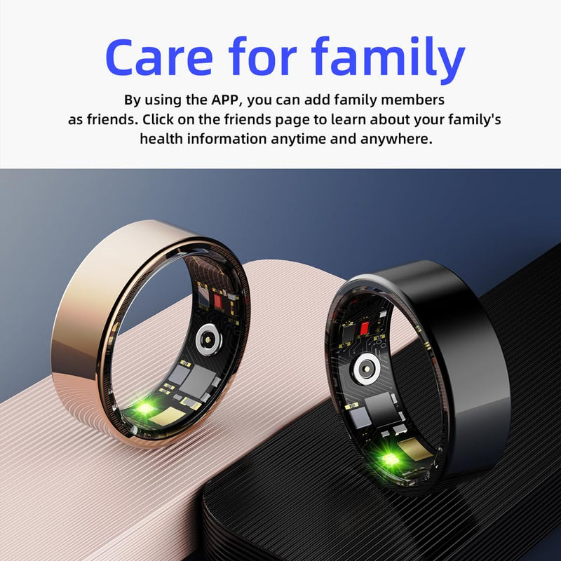 Smart Ring Health Tracker, Sleep&Exercise Monitor Heart Rate,Blood Oxygen,Fitness Trackers for Man&Women -Long Lasting Batteries,Waterproof Sleep Tracking Wearable (Gold, 13)