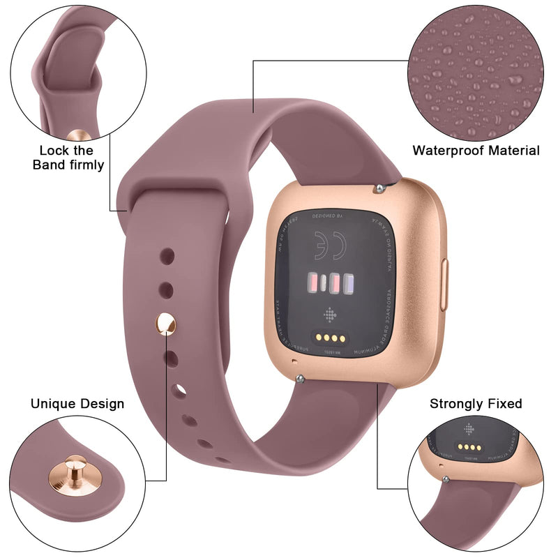 Vancle Silicone Bands Compatible with fitbit versa 2 watch bands women men, Soft Breathable Sport Replacement Wristbands for Fitbit Versa 2 / Fitbit Versa/Versa Lite/Versa SE Smoke Purple