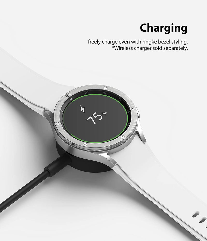 Ringke for Samsung Galaxy Watch 4 Classic Case 42mm [Bezel Styling 42-42] | Silver, Premium Stylish Stainless Steel Frame, Luxurious Formal Design, Open Screen Lightweight Cover Silver (42-42)