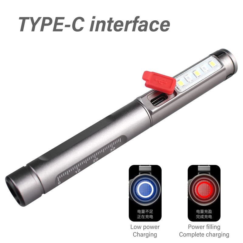 1 x Pupil Light, Diagnostic Light, Pupil Light, Emergency Service, Medical Pupil Light, with Pupil Meter and Ruler, Rechargeable USB LED Pen Lamp for Nurse (1) 1