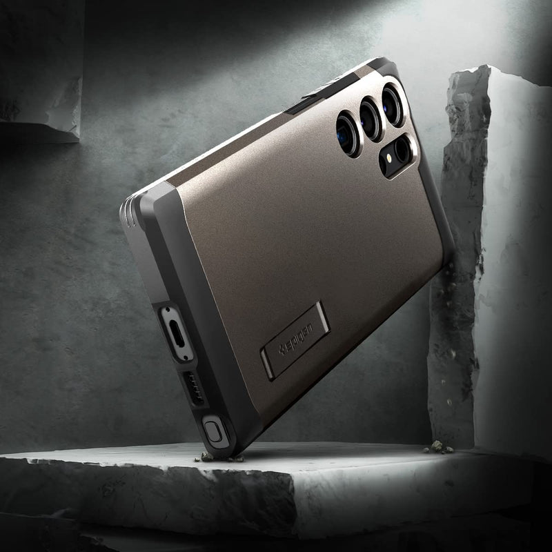 Spigen Tough Armor Designed for Galaxy S23 Ultra Case (2023) and Rugged Band Designed for Samsung Galaxy Watch 7 44/40mm, Galaxy Watch 6/5/4 44/40mm, Galaxy Watch 5 Pro 45mm