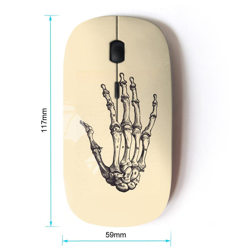 KawaiiMouse [ Optical 2.4G Wireless Mouse ] Hand Bones Skull Death Metal Yellow