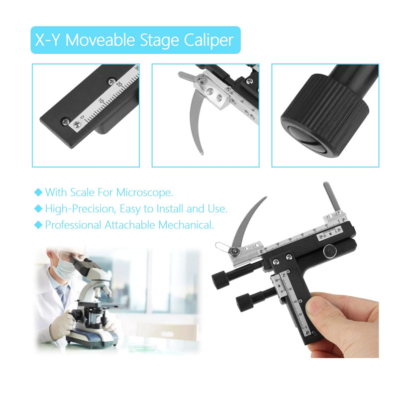 Movable Table Microscope, Professional Attachable Mechanical X-Y Movable Table Caliper for Microscopes