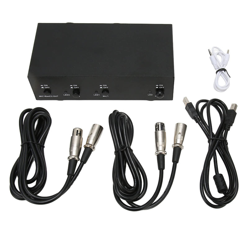 [AUSTRALIA] - 48V Phantom Power Supply, Microphone Phantom Power Supply with 2 XLR Cables, Support Dual Microphones, 48 V Phantom Power for Music Recording Equipment 