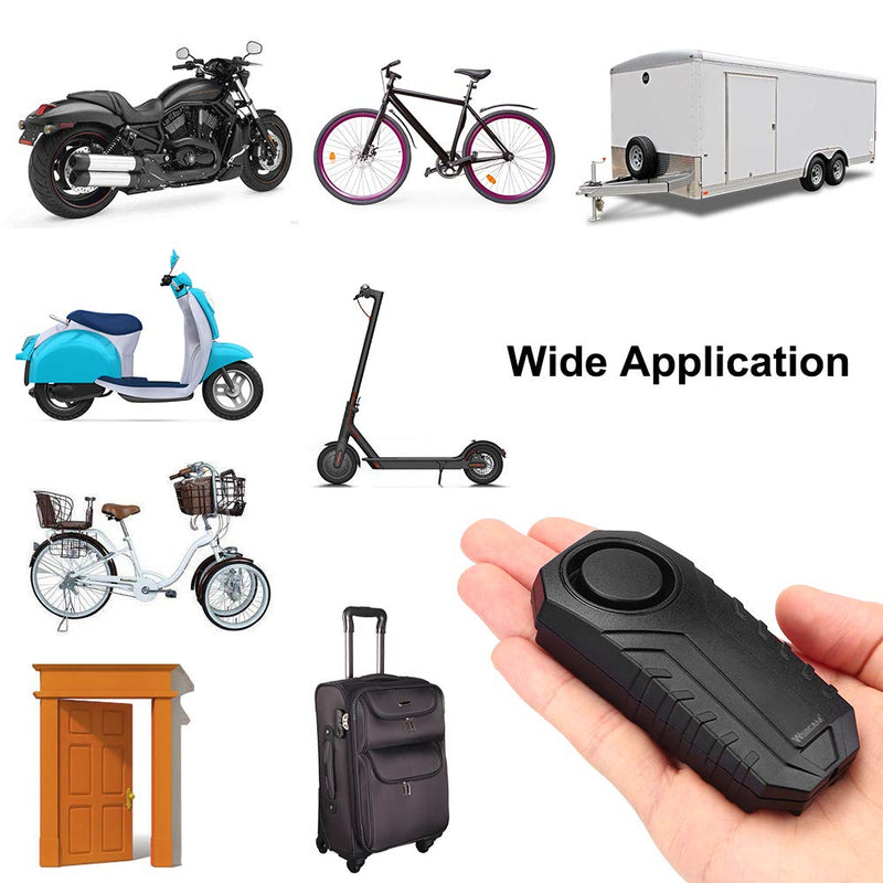 WSDCAM Bike Alarm with Remote 2 Pack, 113dB Wireless Anti-Theft Vibration Alarm Door Alarm Motorcycle Bicycle Vehicle Security Alarm System