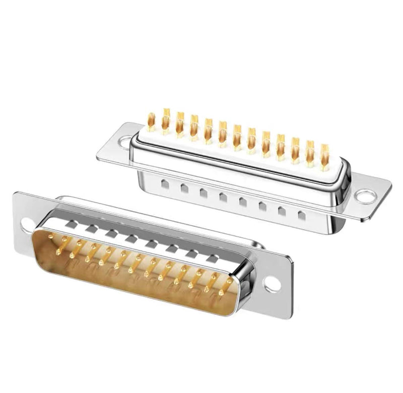 Jienk 10PCS DB25 RS232 D-SUB Serial Solder Cup Connectors, Gold Plated Joints RS232 Serial Port 25 Pin D Sub Couplers