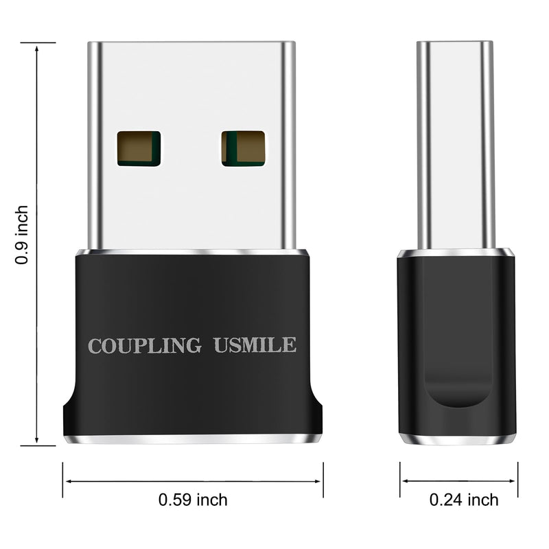 USB Male to USB C Adapter 4 Packs,USB to Type C Super Fast Charging/Transfer and OTG Function. Compatible with iPhone15 14 13 Plus Pro Max,iPad Pro Air 4 Mini 6 Almost USB Devices 4 pack black