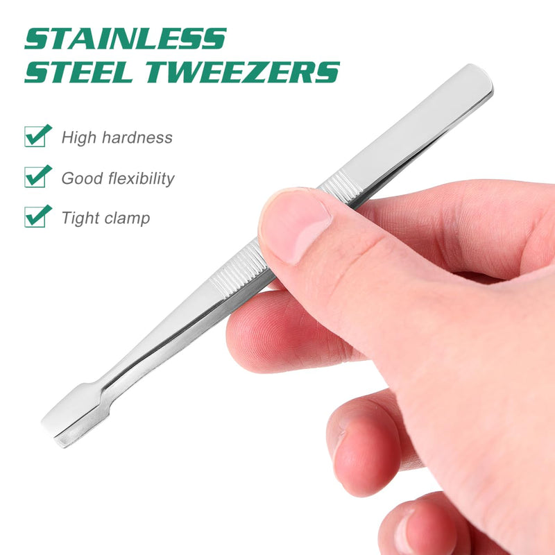 iplusmile Stamp Tweezers Set: 2 Pieces Stainless Steel Flat Wide Tweezers for Stamps, Photo Development, Craft Production