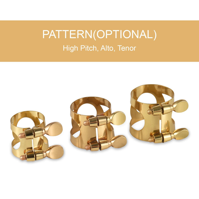 Btuty Tenor Saxophone Mouthpiece Tenor Saxophone Ligature Tenor Sax Mouthpiece Tenor Sax Ligature Brass Ligature Fastener Adjustable Double Screw Gold-Tenor