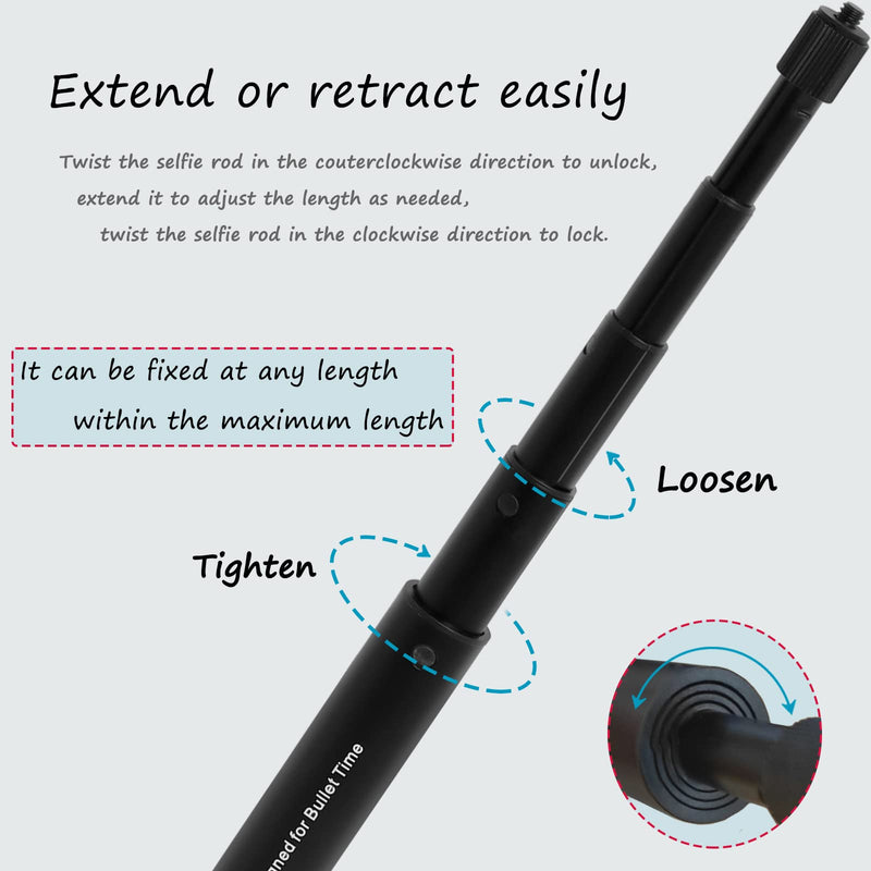 Invisible Selfie Stick 1/4 Inch Screw Compatible with Insta360 ONE X3 ONE X2 ONE R, ONE, GO 2 and many more