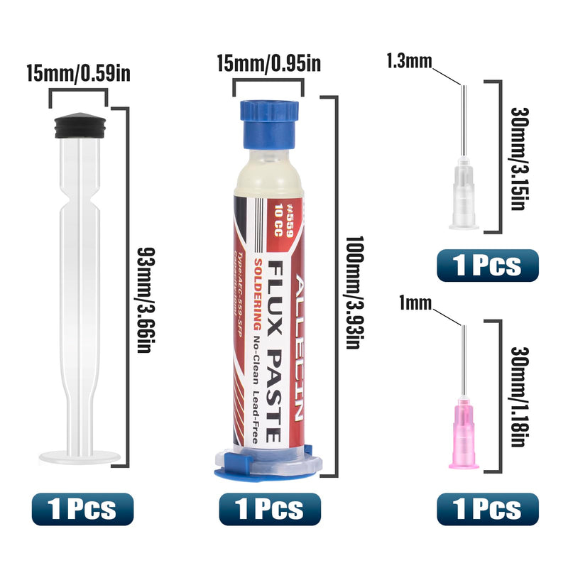 No Clean Soldering Flux 559 10CC 10mL Solder Fluxes Paste Syringe for Electronics 10 Milliliters with Needle Dispensing Tool (Pack of 1Pcs) 559-10CC-1pcs