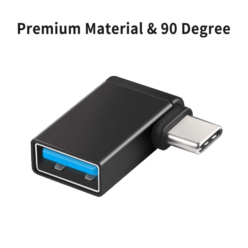 Right Angle USB C to USB Adapter(3-Pack),UseBean Aluminum 90 Degree USB-C to USB 3.0 Converter,Thunderbolt 3 to USB A Female Connector,Type C OTG for MacBook Pro 2020, iPad Pro,Samsung Notebook 9