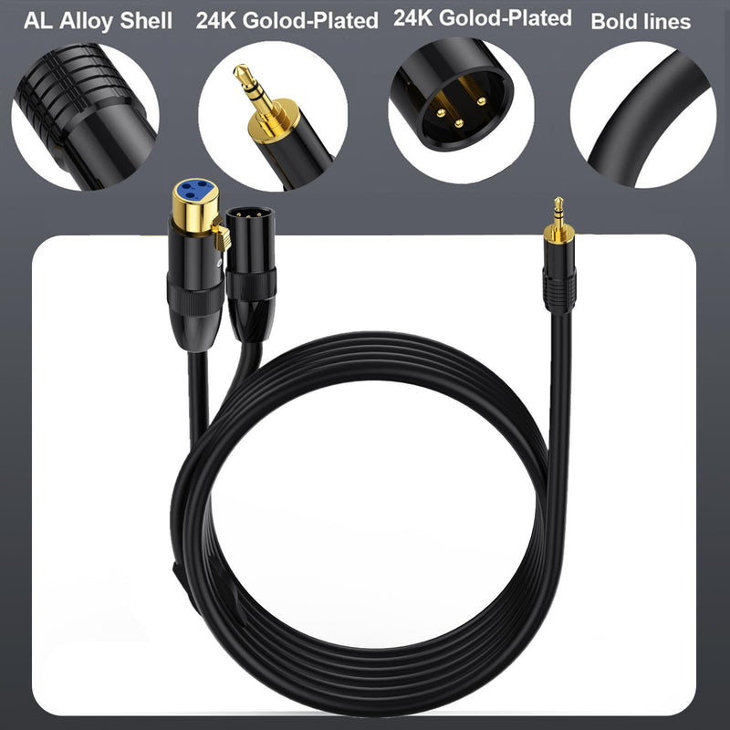 MOTONG XLR to 3.5mm Splitter Cables, TRS Stereo Male to Two XLR Male+ Female Interconnect Audio Microphone Cable, Y Splitter Adapter Cable 0.5M (Male to Two XLR Male+ Female)