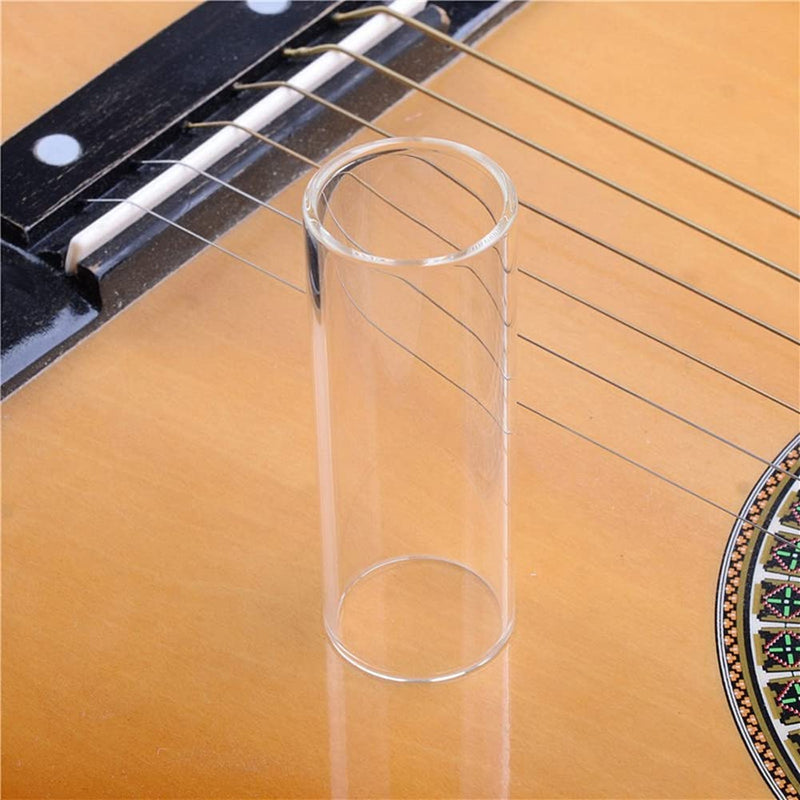 Guitar Slide, Set of 2 Glass Guitar Slide, 1 Steel Guitar Slide, 1 Guitar Slide Ring, with 6 Pieces Artistic Guitar Picks in Red EVA Box