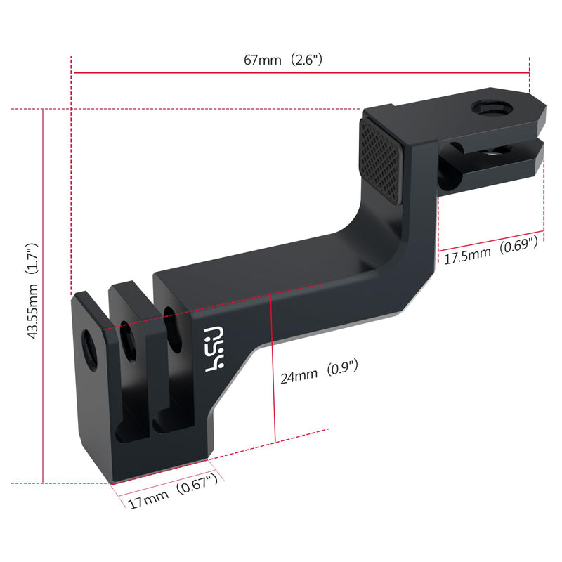 HSU 90 Degree Aluminum Vertical Bracket Adapter Elbow Mount for GoPro Hero 13/12/ 11/10/ 9 Black