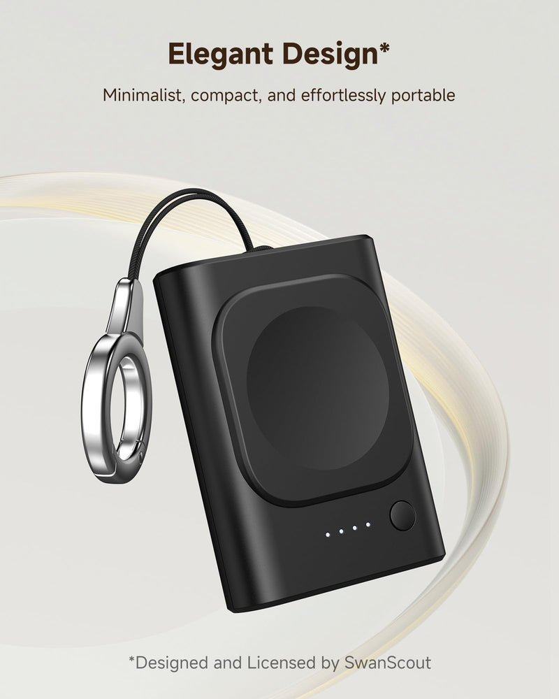 Portable Charger for Samsung Galaxy Watch 8/8 Classic/Ultra/7, 1800mAh Charger for Samsung Watch FE/6/6 Classic/5/5 Pro/4/4 Classic/3/Active 2, with Keychain (Pack of 2) 46.2×64.8×16 mm (Pack of 2)