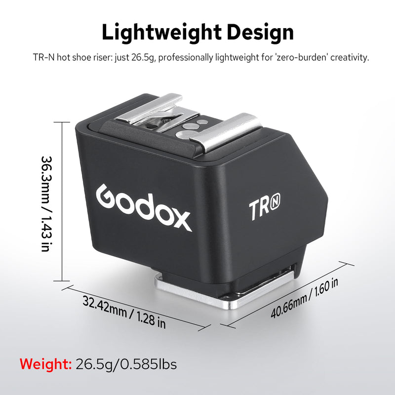 [AUSTRALIA] - Godox TR-N TTL Hot Shoe Riser for Nikon, with 6 Adjustment Levels (0-90°) TTL Function HotShoe Extender Mount Adapter for Godox TTL Mini Flash iT20 iT30Pro 