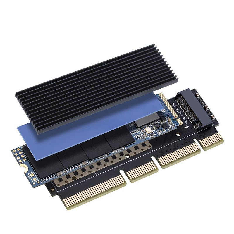 NVME Adapter with Heat Sink fo M.2 NVME (M-Key) SSD to PCIE 3.0 X16 Expansion Card