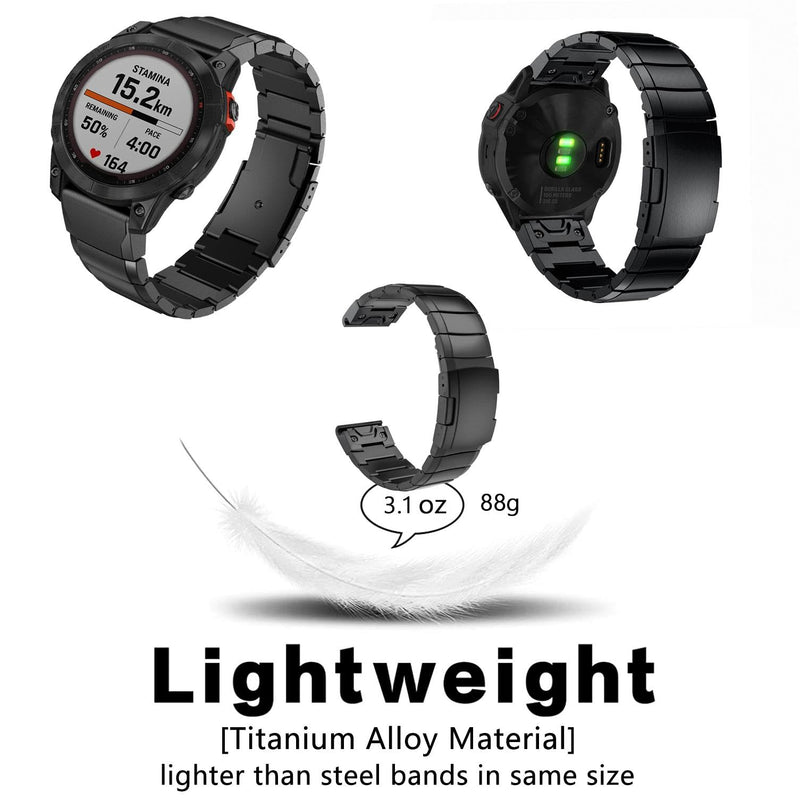 Abanen Titanium Quick Fit 22mm Watch Band for Garmin Fenix 8 / epix Pro/Tactix 8 (47mm), Lightweight Metal Wrist Strap with Stainless Steel Buckle for Fenix 7/6/5,Descent G2 Black