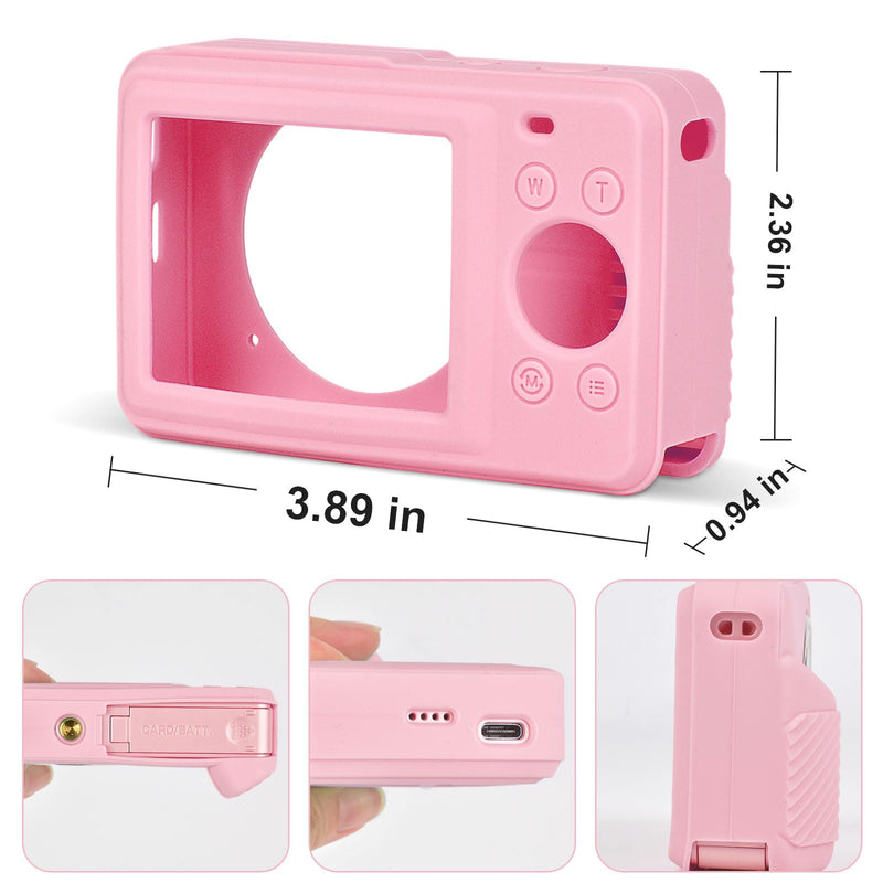 Digital Camera Silicone Case Compatible with CAMKORY/for Lecran/for VAHOIALD/for AiTechny FHD 1080P Kids Camera, Soft Lightweight Protective Sleeve Cover for Point and Shoot Cameras - Pink