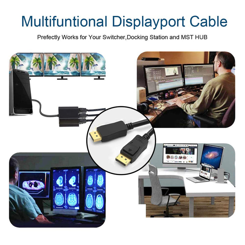 DisplayPort Cable 1 feet 10-Pack, Short Display Port(DP) to DP Cord 1ft [1440P@144Hz,V1.2 ] Black