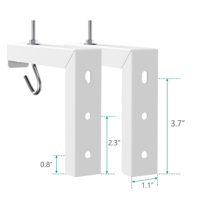 Universal Projector Screen L-Bracket Wall Hanging Mount 6 inch Adjustable Extension with Hook Manual, Spectrum and Perfect Screen Placement up to 66 lbs, 30 kg (PSM001), White