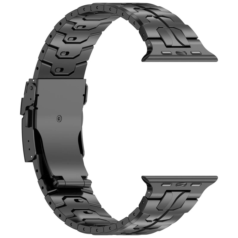 Stainless Steel Watch Band for Apple Watch Ultra, 49mm, 46mm, 45mm, 44mm, 42mm, Black, with Tool-Free Link Removal and Safety Clasp