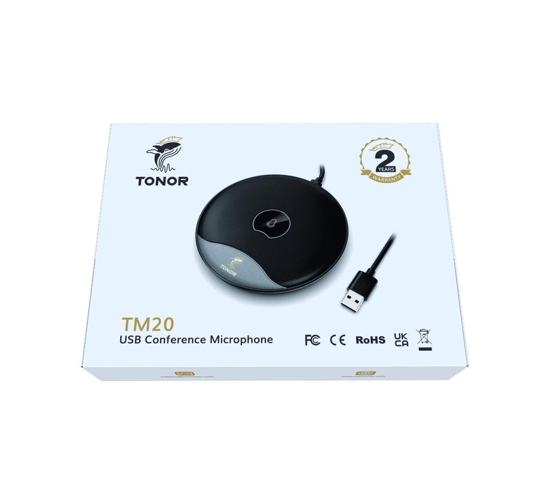 TONOR USB Conference Microphone, 360° Omnidirectional PC Computer Condenser Mic with Mute Button for Online Meeting/Class, Zoom Call, Skype Chatting, Plug & Play (TM20)