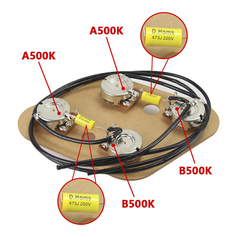 [AUSTRALIA] - FLEOR Pre-wired Guitar Circut Wiring Kit 2T2V 500K 473J 200V 0.047uF 3 Way Switch Circuit for Les Paul Guitar Part Version 1 for Les Paul Style 