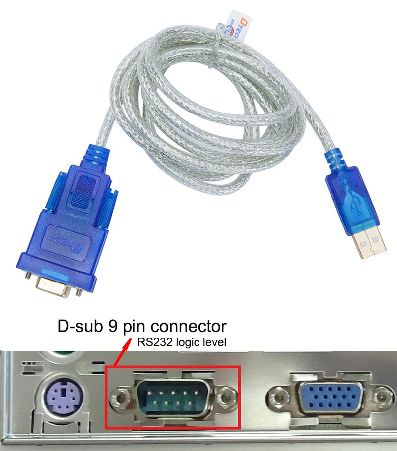 DTECH 6 Feet USB to RS232 DB9 Female Serial Adapter Cable Windows 11 10 8 7 Mac Linux Serial to USB 2.0 (PL2303 Chip) 6ft RS233 cable