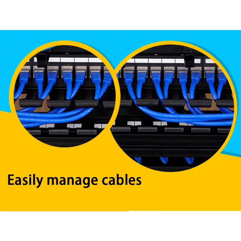 Harrisen 2 Pack 1U 19 Inch Cable Manager Horizontal Rack Mount, 24 Slot | 24 Slot Wire Management, Server Rack Management, Metal Finger Duct Wire Organizer, With Mounting Screws