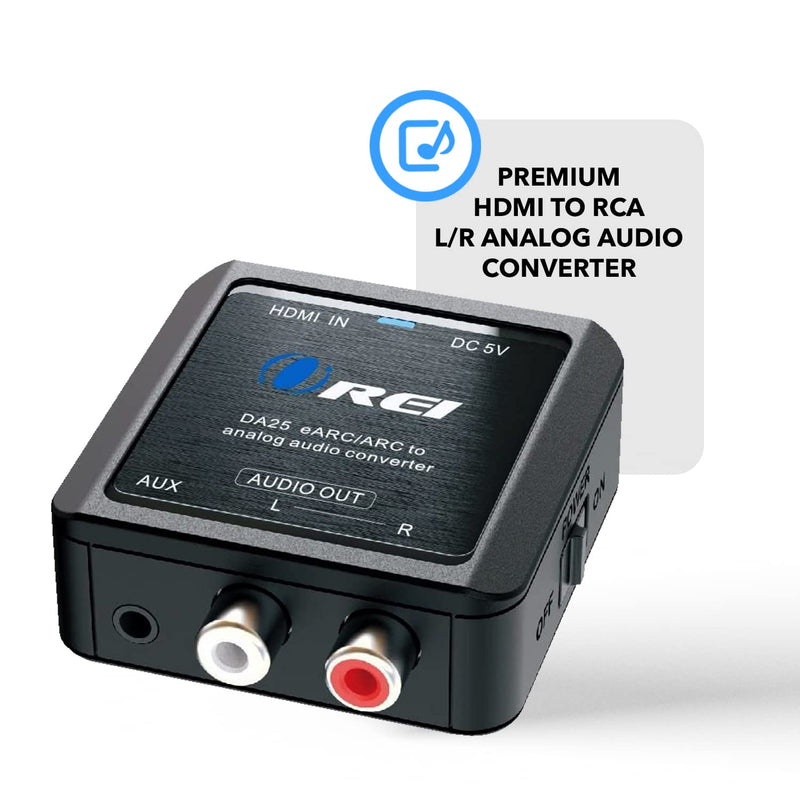 OREI HDMI (eARC & ARC) to RCA L/R Analog Audio Converter With 3.5mm Jack Support Headphone/Speaker Outputs - HDMI ARC to Analog Audio Converter. Premium Digital to Analog Converter