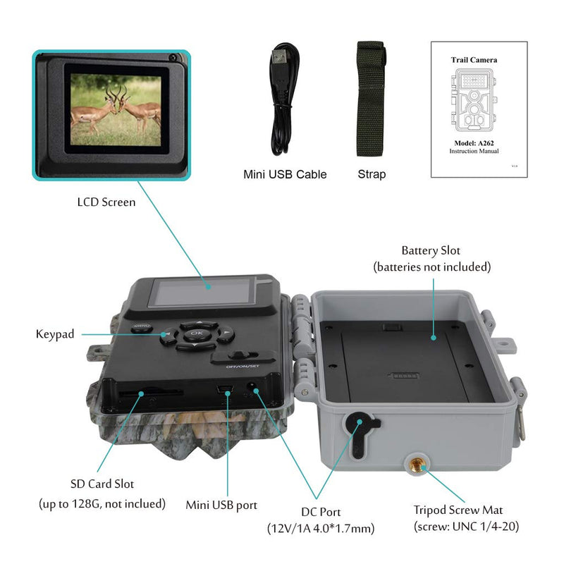 BLAZEVIDEO 32MP 1296P Game & Trail Camera 90ft Night Vision Motion Activated Waterproof Farm & Ranch Field Camera for Outdoor Deer Hunting Tracking & Backyard Surveillance Red-1