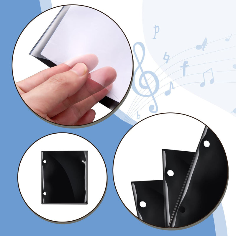 12 Pieces Black Flip Folio Marching Band Music Files Holder Flip Folder Pages Sheet 7.3 x 6.3 Inches PVC Waterproof Window Pages Musical Flip Folder with 2 Holes for Music Files 12
