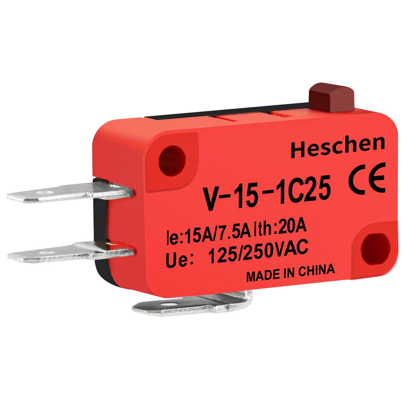 Heschen Micro Switch V-15-1C25 SPDT Button Type 20A 250VAC Pack of 2