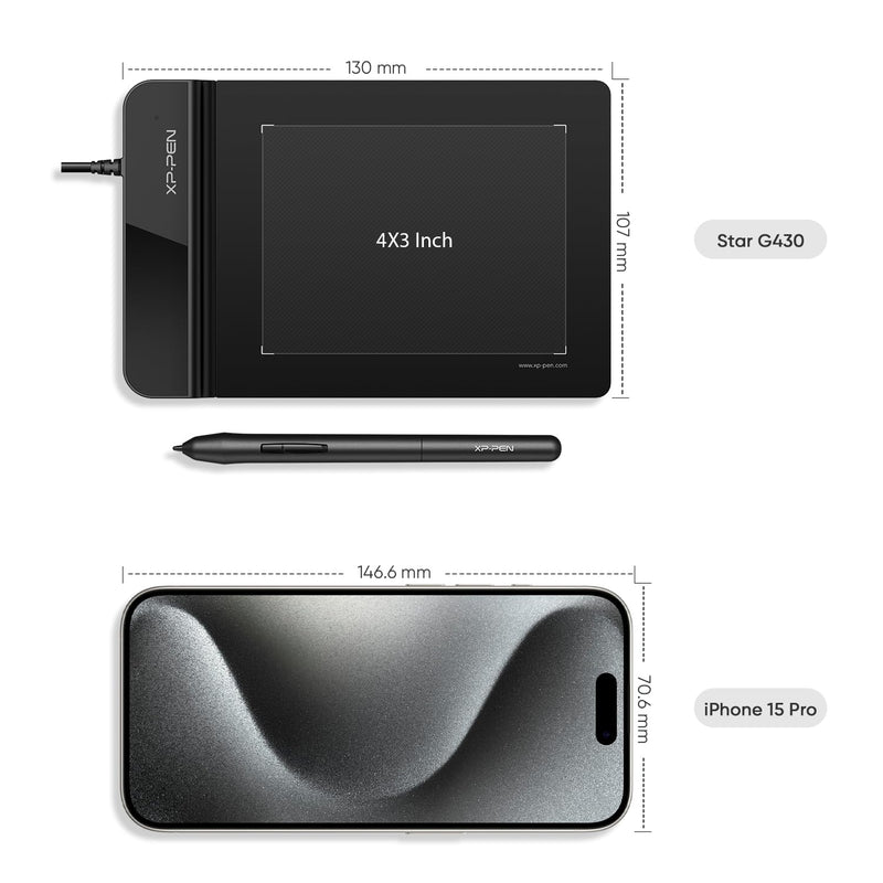 Drawing Tablet XPPen G430S OSU, Graphic Drawing Tablet with 8192 Levels Pressure & Professional Artist Glove