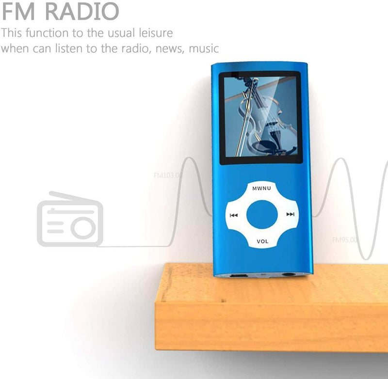 [AUSTRALIA] - MP3 Player, Hotechs MP3 Music Player with 32GB Memory SD Card Slim Classic Digital LCD 1.82'' Screen MINI USB Port with FM Radio, Voice Record Blue 