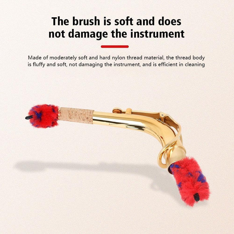 [AUSTRALIA] - Red Saxophones Bend Neck Cleaning Brush Soft Clarinet Cleaner Microfiber Care Tool Woodwinds Neck Saver Clean Brushes for Tenor Bass Saxophones Saxophone Cleaning and Care 