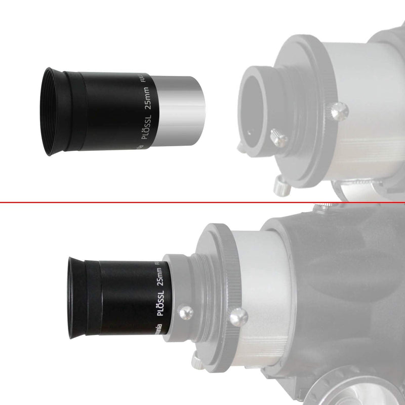 Astromania 1.25" 25mm Plossl Telescope Eyepiece - 4-Element Plossl Design - Threaded for Standard 1.25inch Astronomy Filters